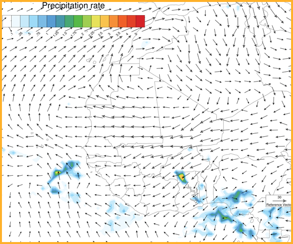 Rainfall and max shear from 800-925 hPa to 500-700 hPa